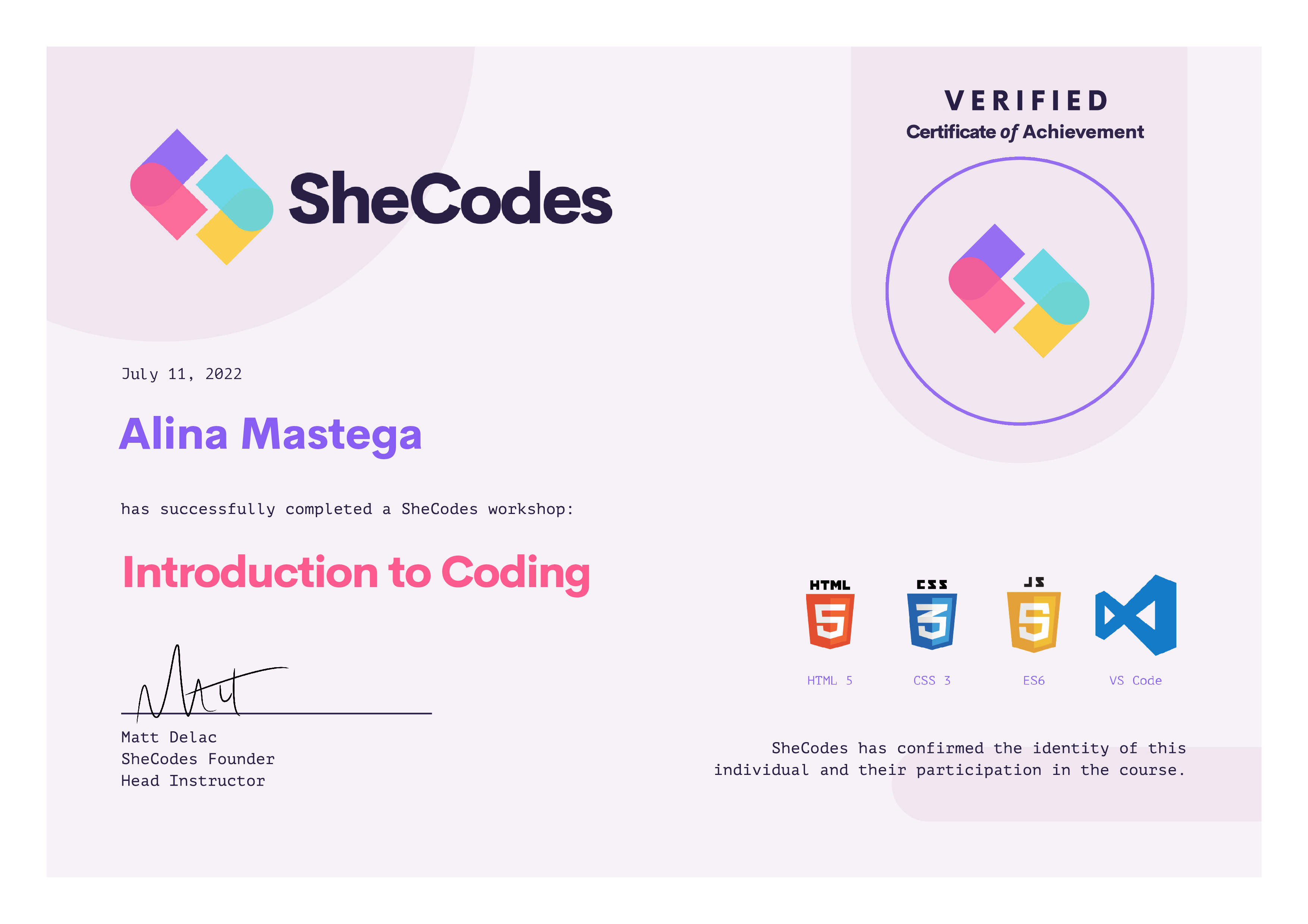 SheCodes certificate1