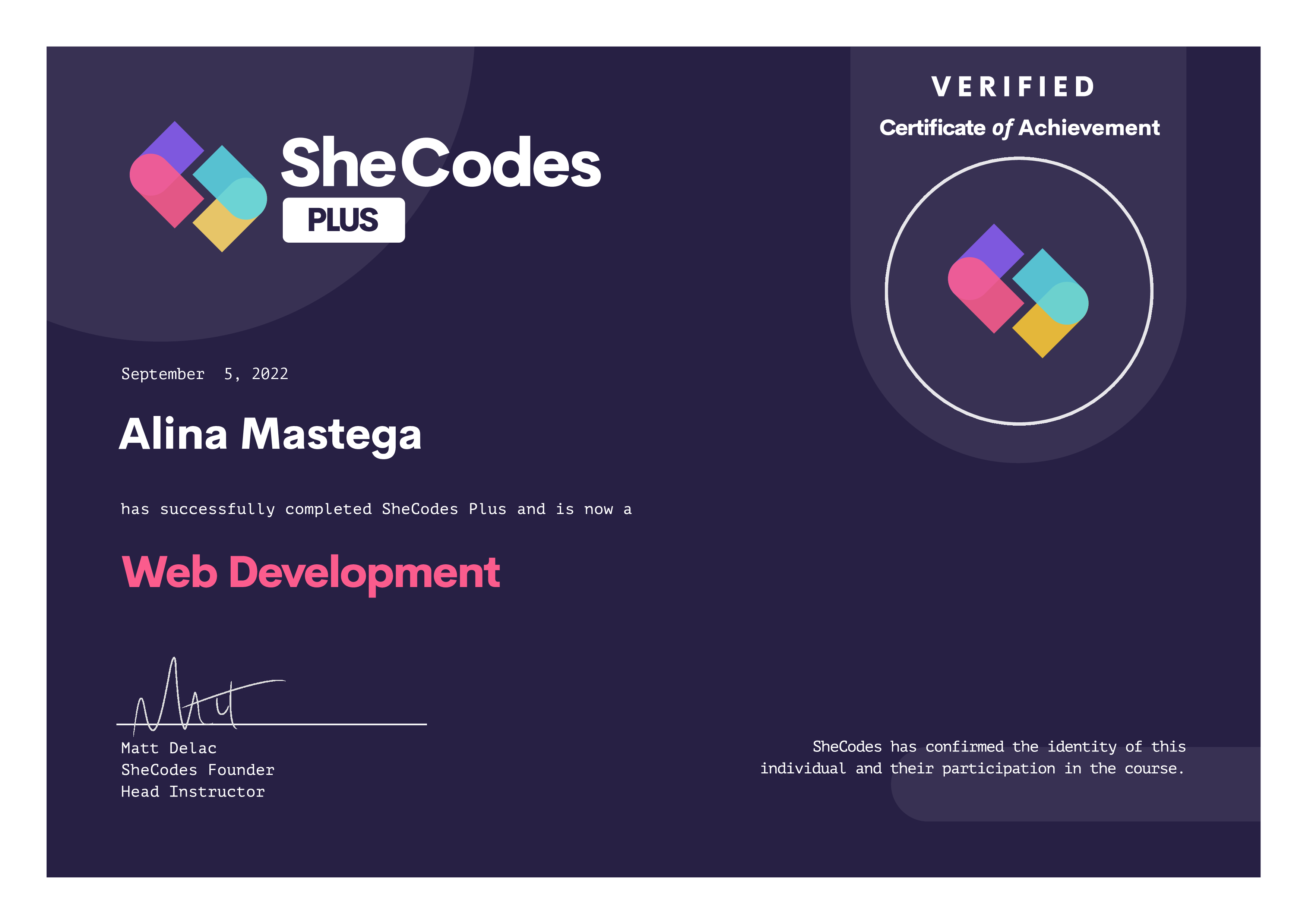 SheCodes certificate2